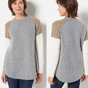 Logo by Lori Goldstein Colorblock Crew Neck Sweater